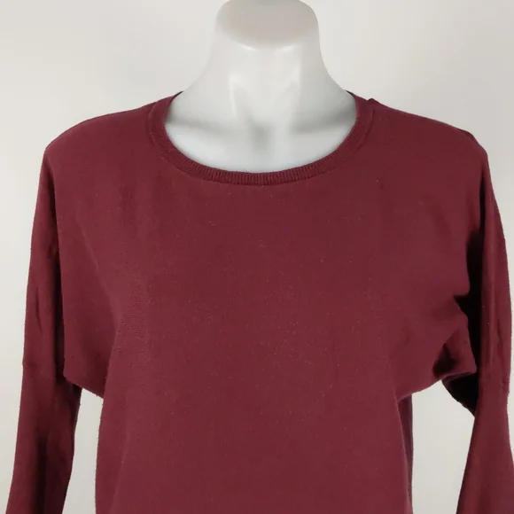 Dotti Women's Top Size Small Maroon 3/4 Sleeve Hi-Low Hem Round Neckline Jumper - Picture 3 of 14